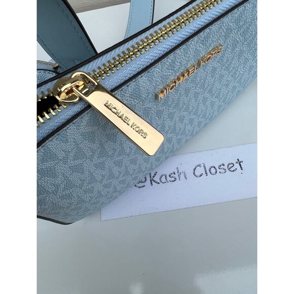 Michael Kors crossbody tech attach small jet set travel MK signature pale ocean - Picture 5 of 8